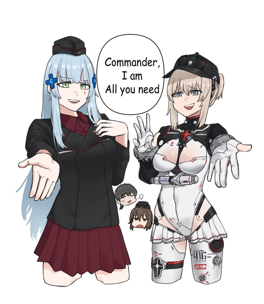 nishizumi maho, itsumi erika, hk416, commander, and klukai (girls' frontline and 2 more) drawn by natawaru