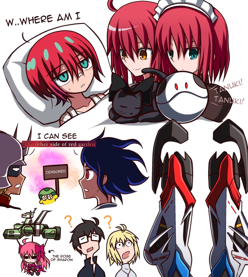 arcueid brunestud, amate yuzuriha, haro, shuji ito, char aznable, and 7 more (gundam and 3 more) drawn by zeon132