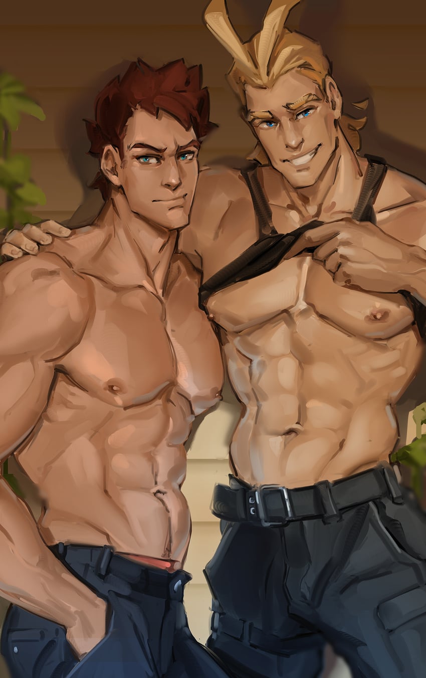 endeavor and all might (boku no hero academia) drawn by freesilverwind