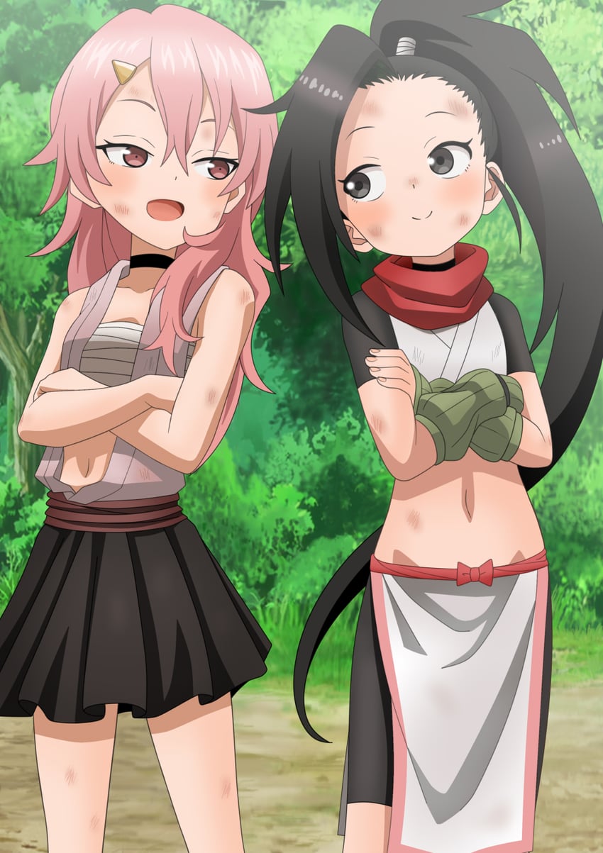 tsubaki and benisumomo (kunoichi tsubaki no mune no uchi) drawn by riokasen