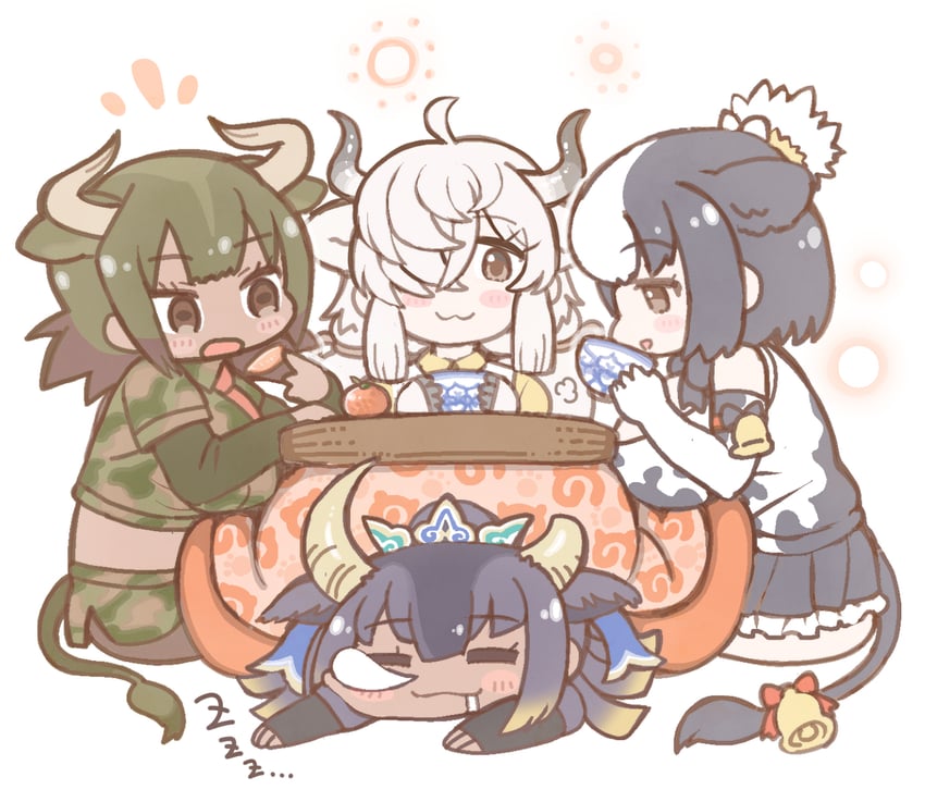 yak, aurochs, holstein friesian cattle, and goshingyu-sama (kemono friends) drawn by tanaka_kusao