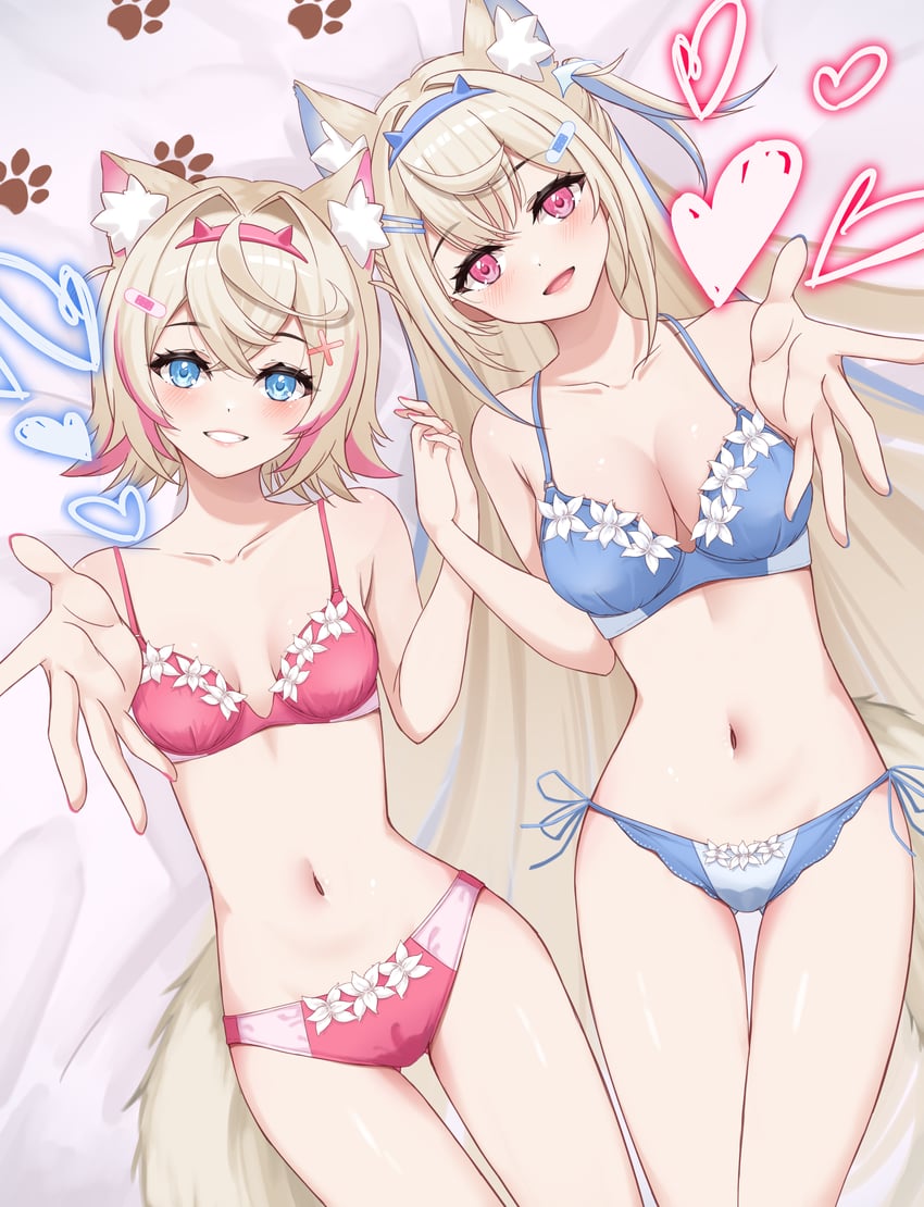 fuwawa abyssgard and mococo abyssgard (hololive and 1 more) drawn by c_turtle