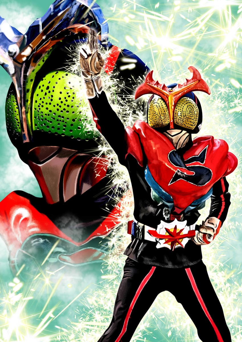 kamen rider stronger and kamen rider stronger charge up (kamen rider and 1 more) drawn by 4ze_meteor