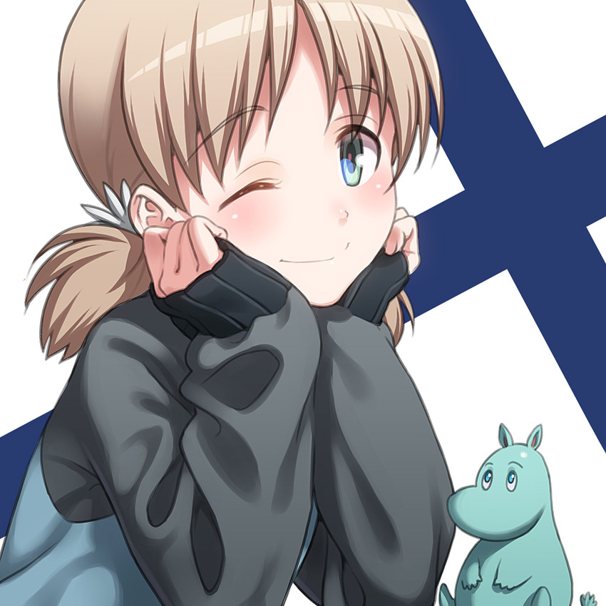 aki and moomintroll (girls und panzer and 1 more) drawn by pairan