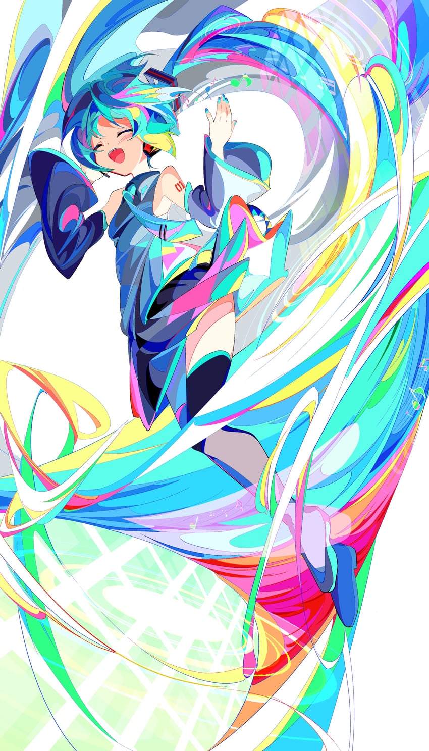 hatsune miku (vocaloid and 1 more) drawn by kasaki_sakura