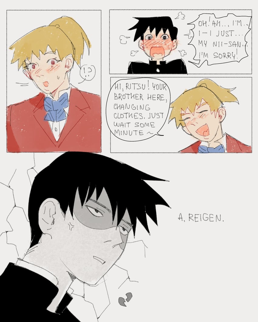 reigen arataka and kageyama ritsu (mob psycho 100) drawn by cc_s_deg