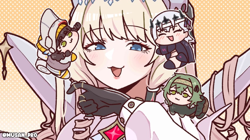modernia, doro, crown, kilo, and chime (goddess of victory: nikke) drawn by musan_pro