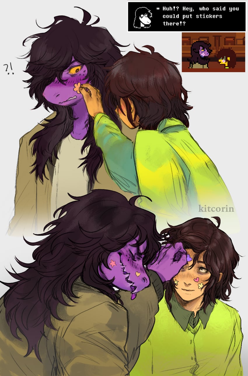 kris and susie (deltarune) drawn by kitcorin