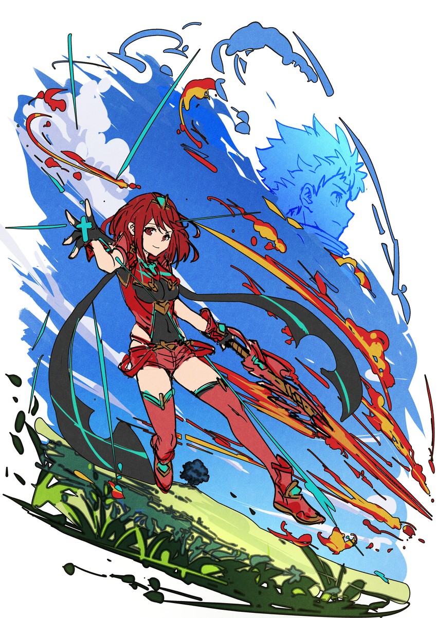 pyra (xenoblade chronicles and 1 more) drawn by poteto_(potetosarada123)