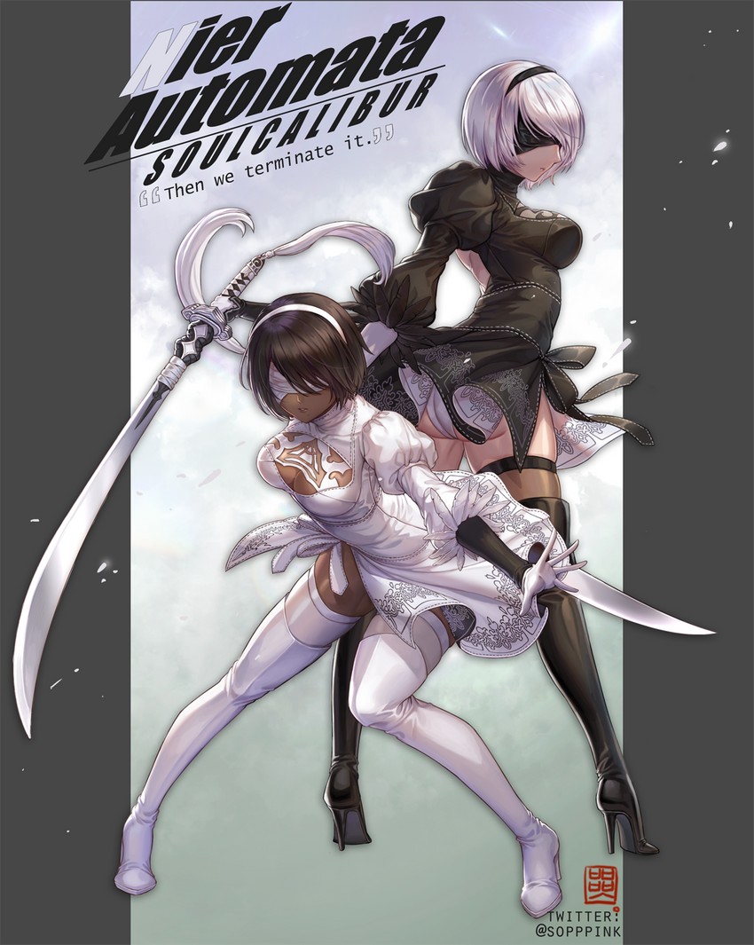 2b and 2p (nier and 3 more) drawn by box_(hotpppink)