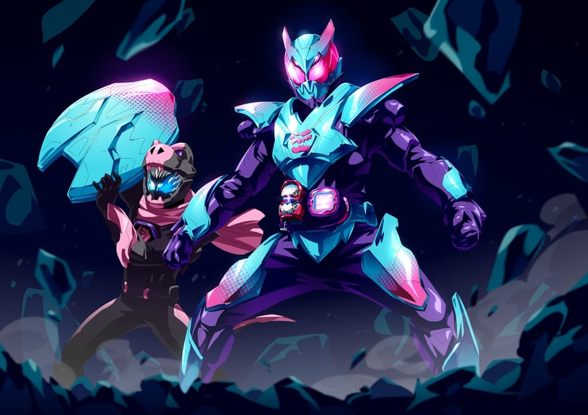 kamen rider revi and kamen rider vice (kamen rider and 1 more) drawn by otokamu