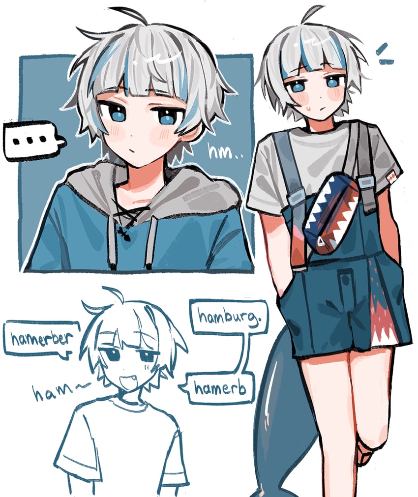 gawr gura (hololive and 1 more) drawn by emne