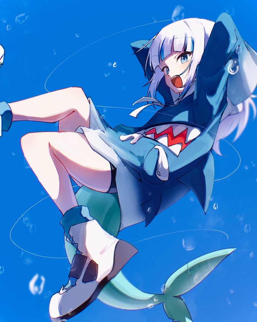 gawr gura (hololive and 1 more) drawn by mocchan_(mo_chan0225)