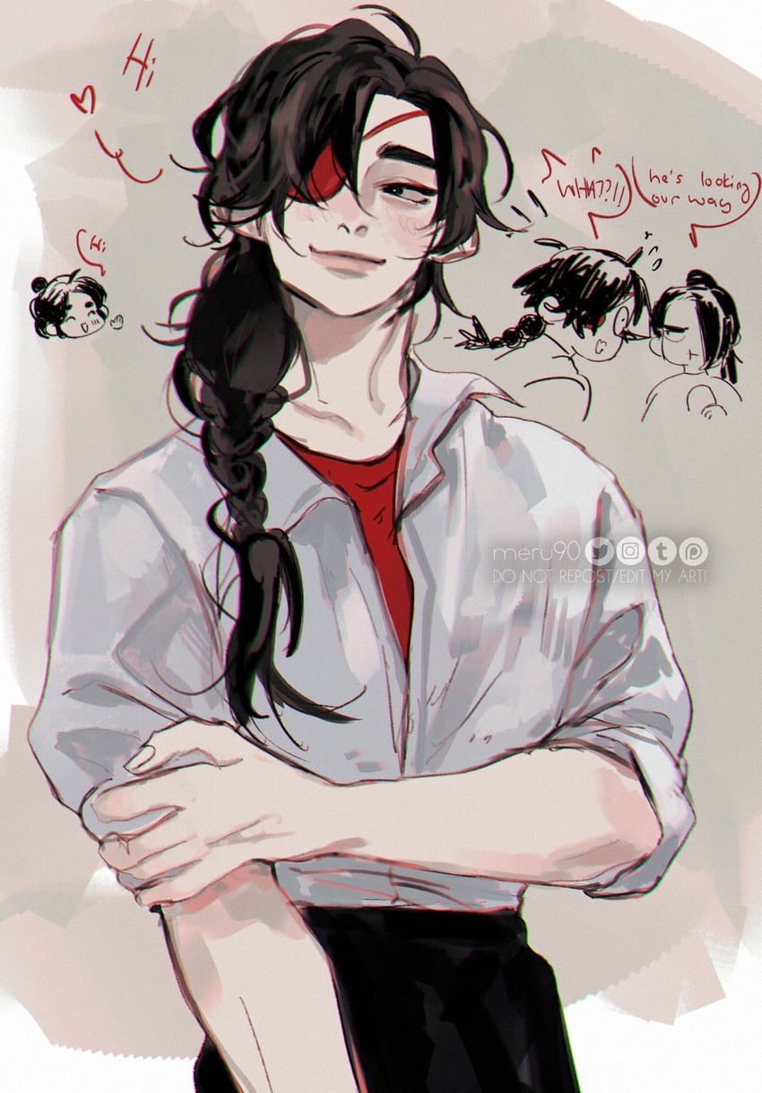 xie lian, hua cheng, and he xuan (tianguan cifu) drawn by meru90