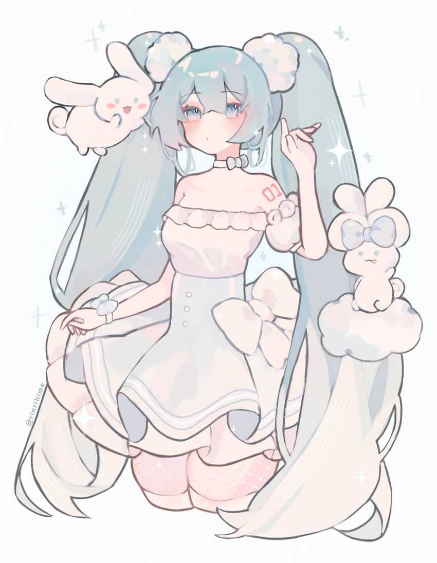 hatsune miku and cinnamoroll (vocaloid and 2 more) drawn by rinrihime