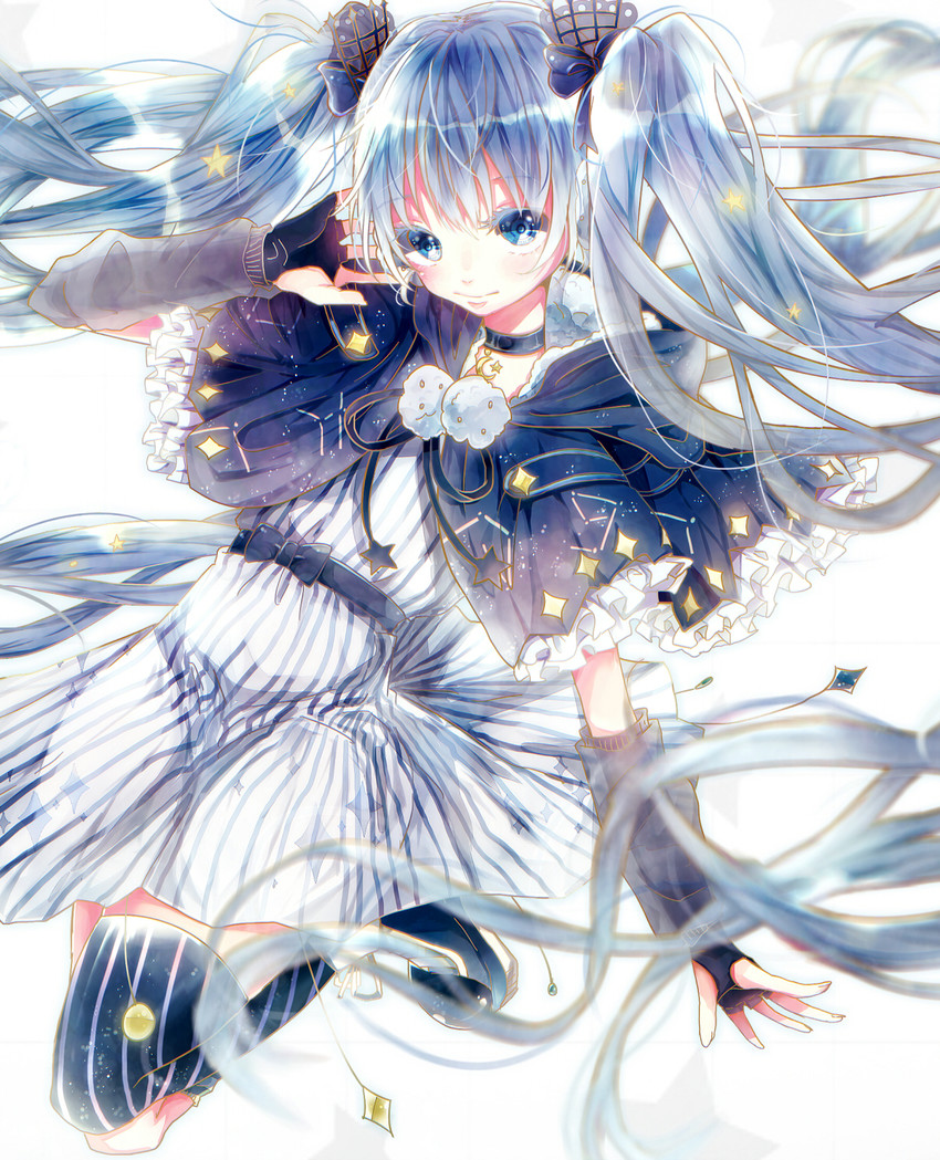 hatsune miku and fuyu no yoru miku (vocaloid) drawn by namikaze_bon