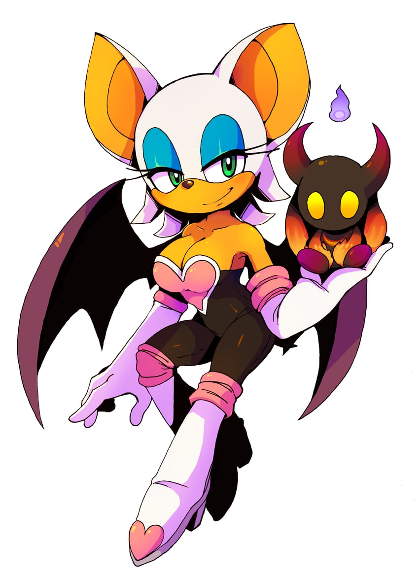 rouge the bat, dark chao, and devil chao (sonic) drawn by hagalaz