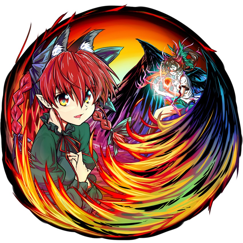 kaenbyou rin and reiuji utsuho (touhou and 1 more) drawn by r-18_jii