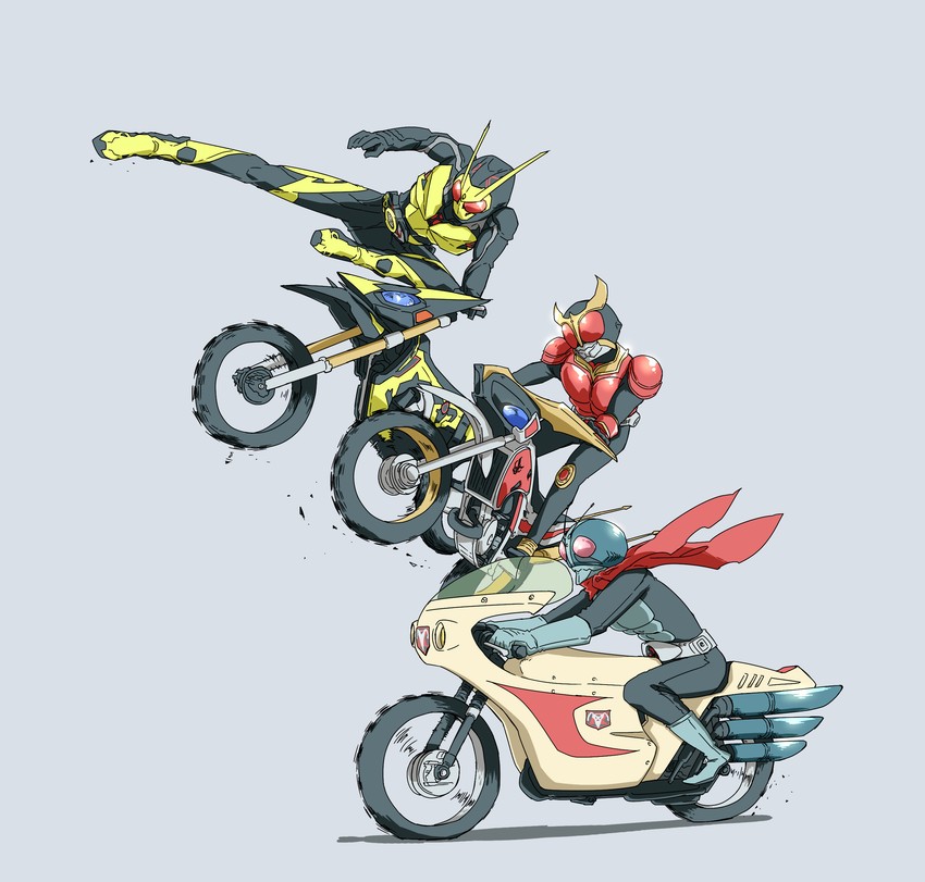 kamen rider kuuga, kamen rider 1, and kamen rider zero-one (kamen rider and 2 more) drawn by naitsupic