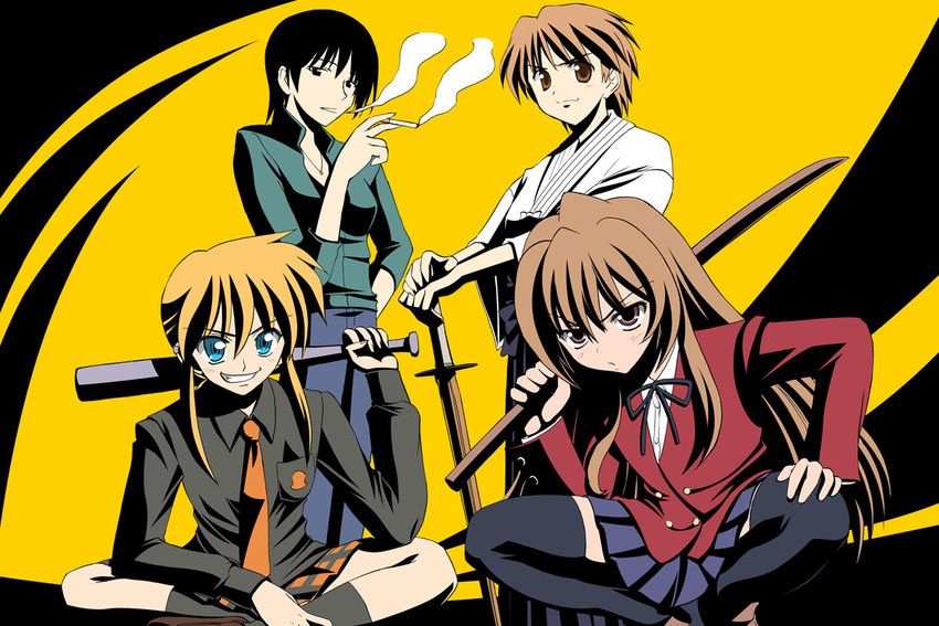 aisaka taiga, fujimura taiga, kageyama torako, and torako (fate and 4 more) drawn by kishi_nisen