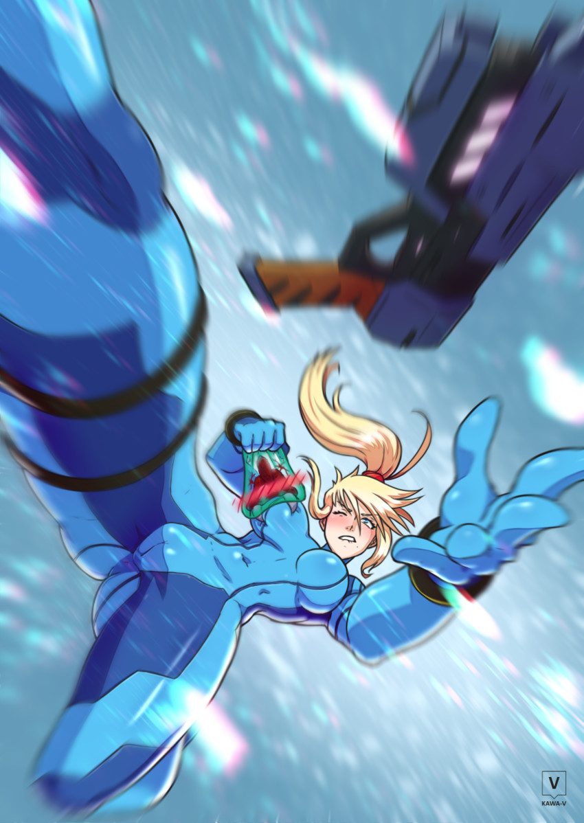 samus aran, metroid, and metroid larva (super smash bros. and 1 more) drawn by kawa-v