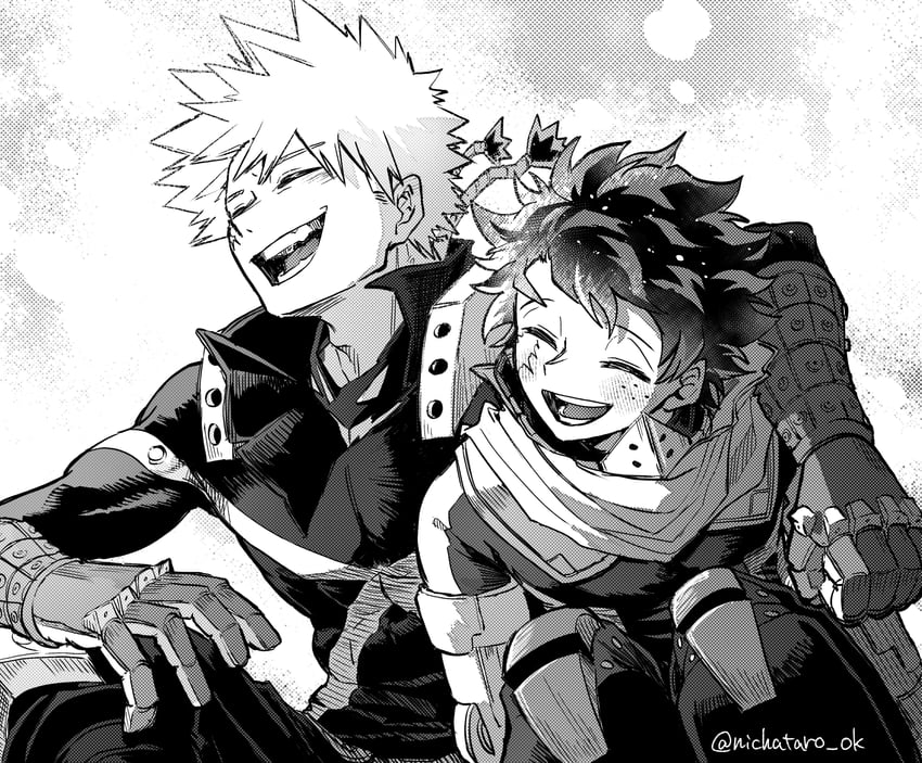 midoriya izuku and bakugou katsuki (boku no hero academia) drawn by nichataro_ok