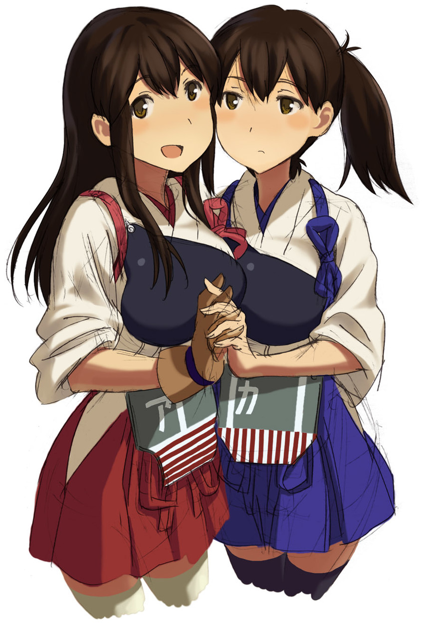 kaga and akagi (kantai collection) drawn by nazo_(mapleford)