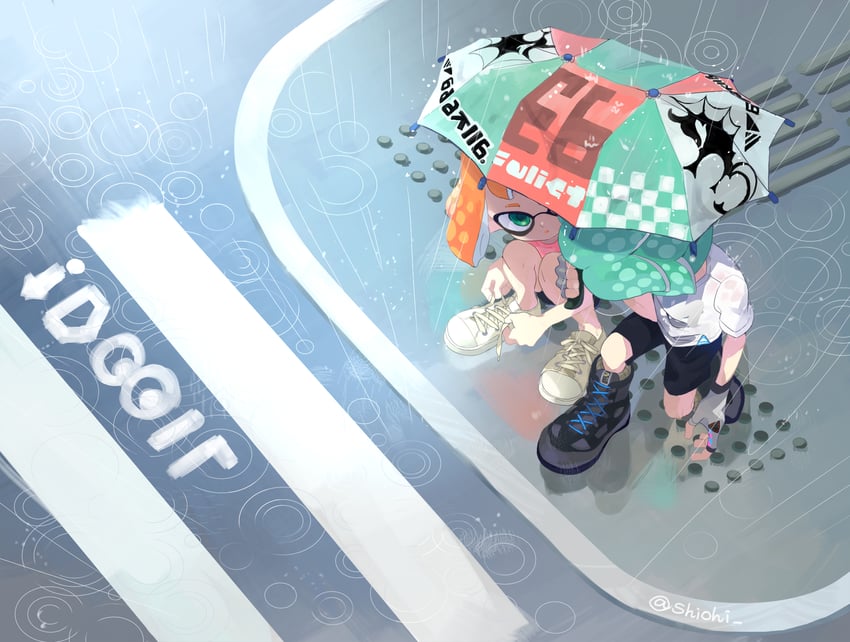 inkling player character, inkling girl, and inkling boy (splatoon) drawn by shiohi