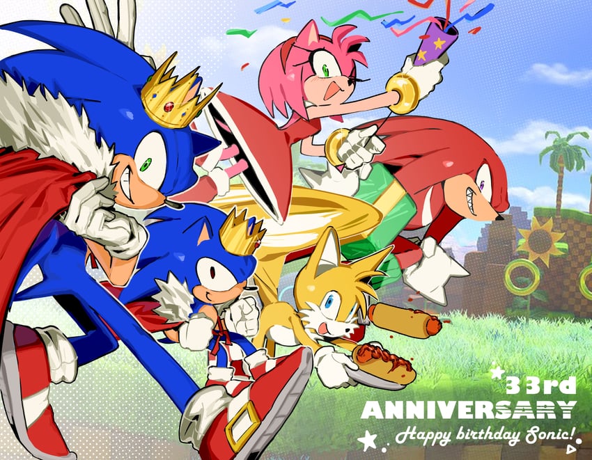 sonic the hedgehog, amy rose, tails, knuckles the echidna, and classic sonic (sonic and 1 more) drawn by diamondx1704
