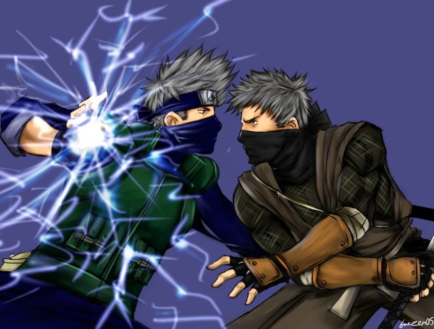 hatake kakashi and rikimaru (naruto and 1 more) drawn by buuzen