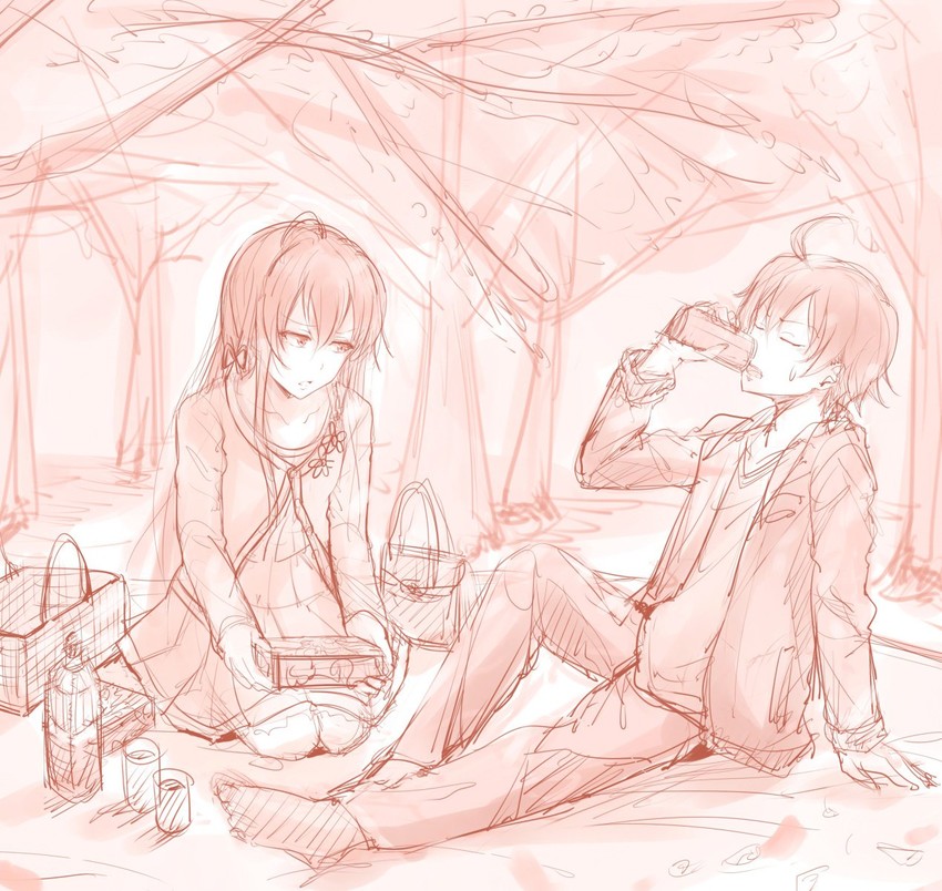 yukinoshita yukino and hikigaya hachiman (yahari ore no seishun lovecome wa machigatteiru.) drawn by ponpon_(ponpon62126)
