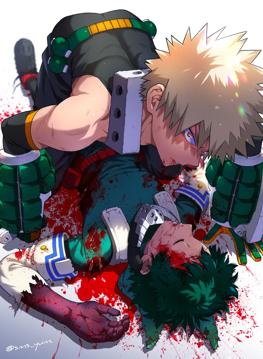 midoriya izuku and bakugou katsuki (boku no hero academia) drawn by misu_(ms.)