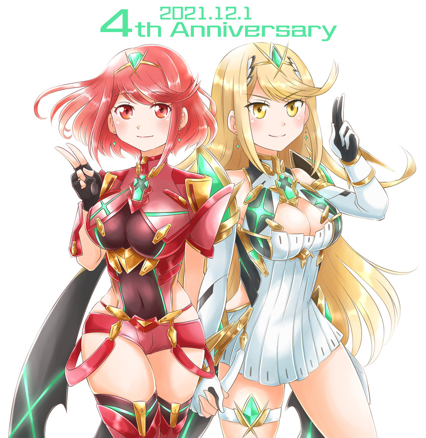 pyra and mythra (xenoblade chronicles and 1 more) drawn by aogaeru_(pixiv46613656)