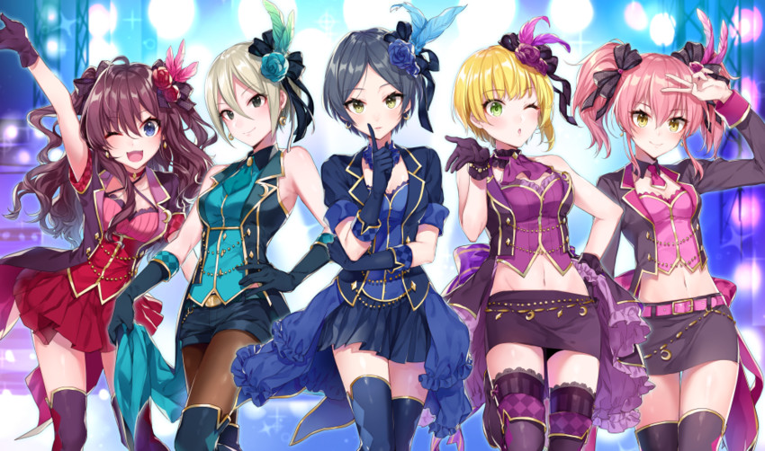 jougasaki mika, ichinose shiki, hayami kanade, miyamoto frederica, and shiomi syuko (idolmaster and 1 more) drawn by shirako_miso