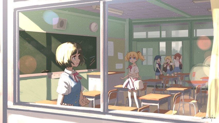 kujou karen, alice cartelet, komichi aya, oomiya shinobu, and inokuma youko (kin-iro mosaic) drawn by umiroku