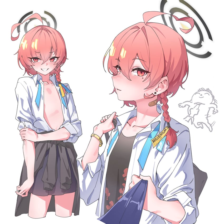 sensei, doodle sensei, and neru (blue archive) drawn by tomo22