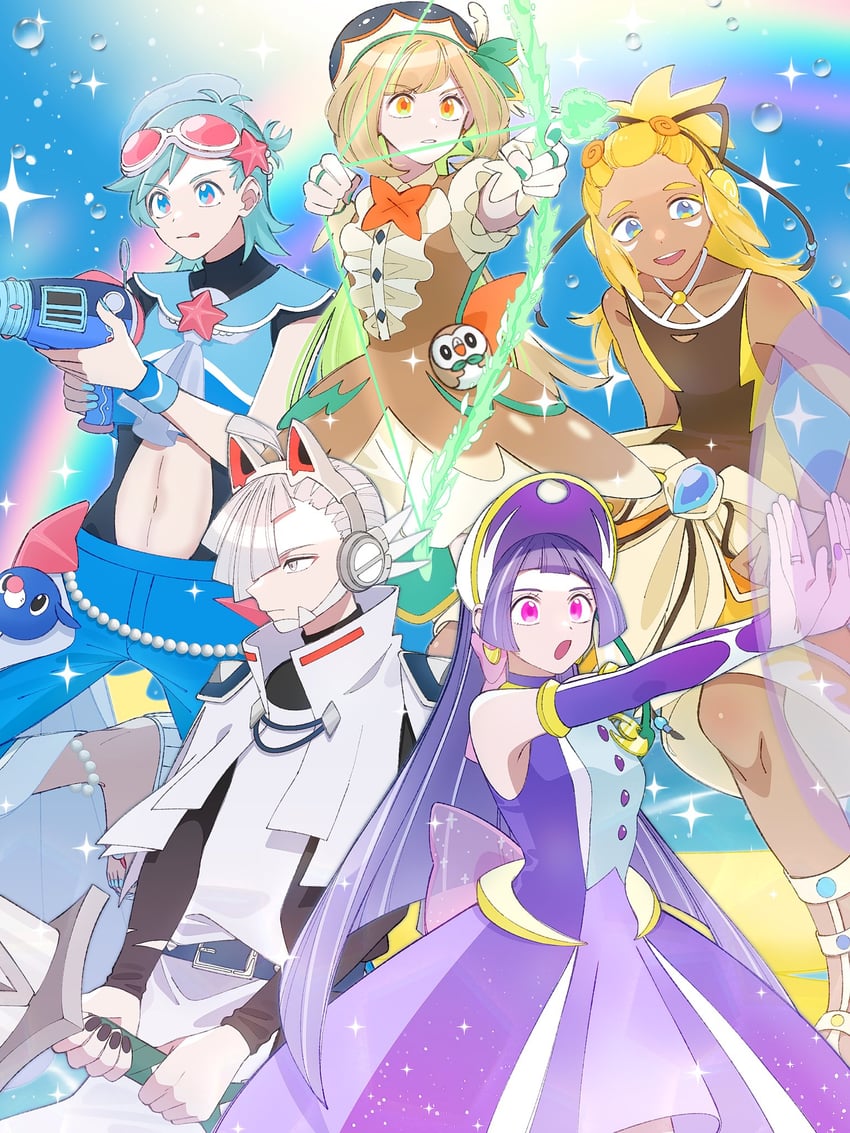 lillie, selene, rowlet, elio, gladion, and 6 more (pokemon and 2 more) drawn by kana_(kanna_runa0620)