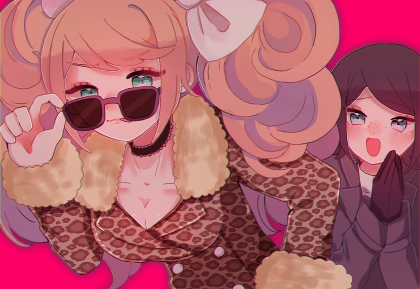 enoshima junko and ikusaba mukuro (danganronpa and 1 more) drawn by ameko53133