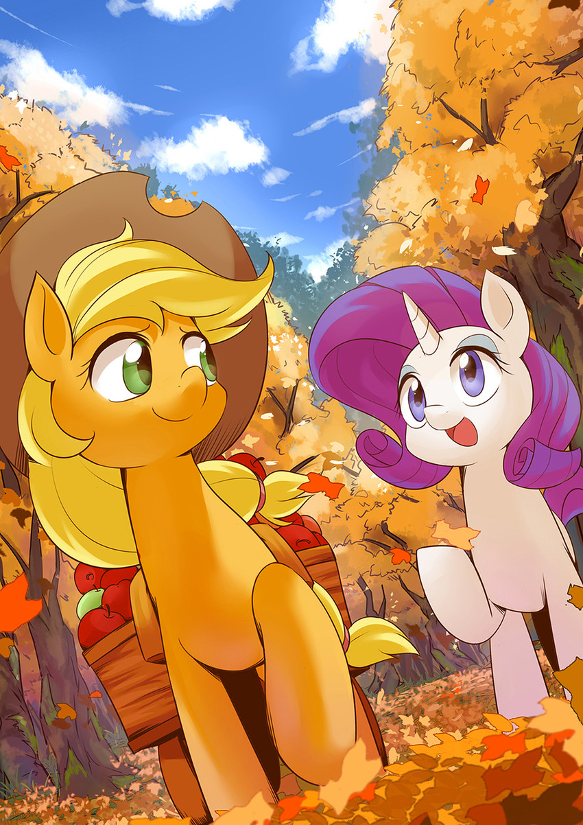 rarity and applejack (my little pony and 1 more) drawn by caibao_return