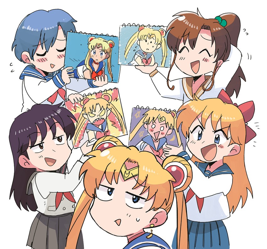 tsukino usagi, sailor moon, mizuno ami, aino minako, hino rei, and 1 more (bishoujo senshi sailor moon and 1 more) drawn by tsubobot