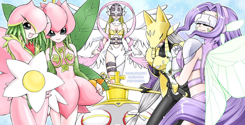 angewomon, sakuyamon, fairimon, lilimon, lilamon, and 1 more (digimon) drawn by yuizawa
