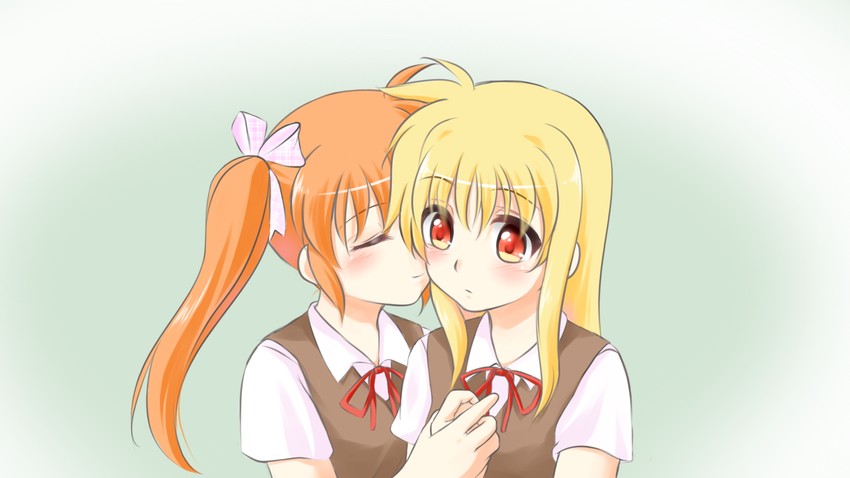 fate testarossa and takamachi nanoha (lyrical nanoha and 2 more) drawn by kerorokjy