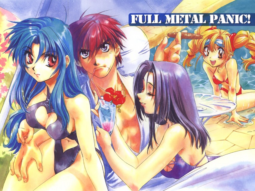 chidori kaname, sagara sousuke, tokiwa kyouko, and mikihara ren (full metal panic!) drawn by shikidouji