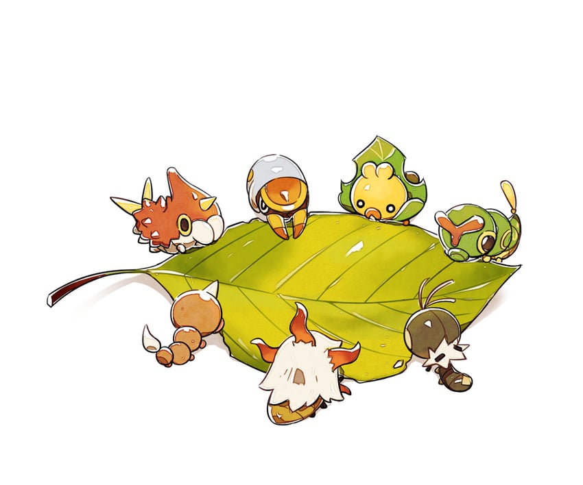 caterpie, weedle, sewaddle, wurmple, larvesta, and 2 more (pokemon) drawn by ssalbulre