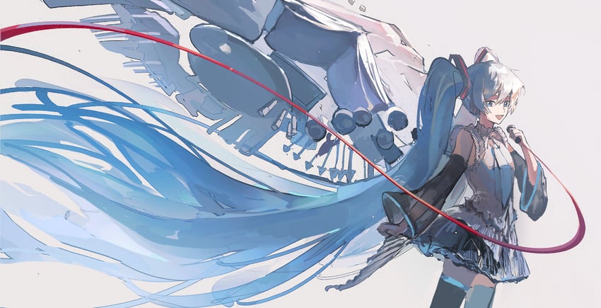 hatsune miku (vocaloid and 1 more) drawn by alariess