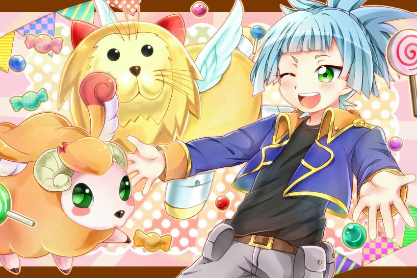shiun'in sora, fluffal leo, and fluffal sheep (yu-gi-oh! and 1 more) drawn by ringo_(mk1104-toatales)