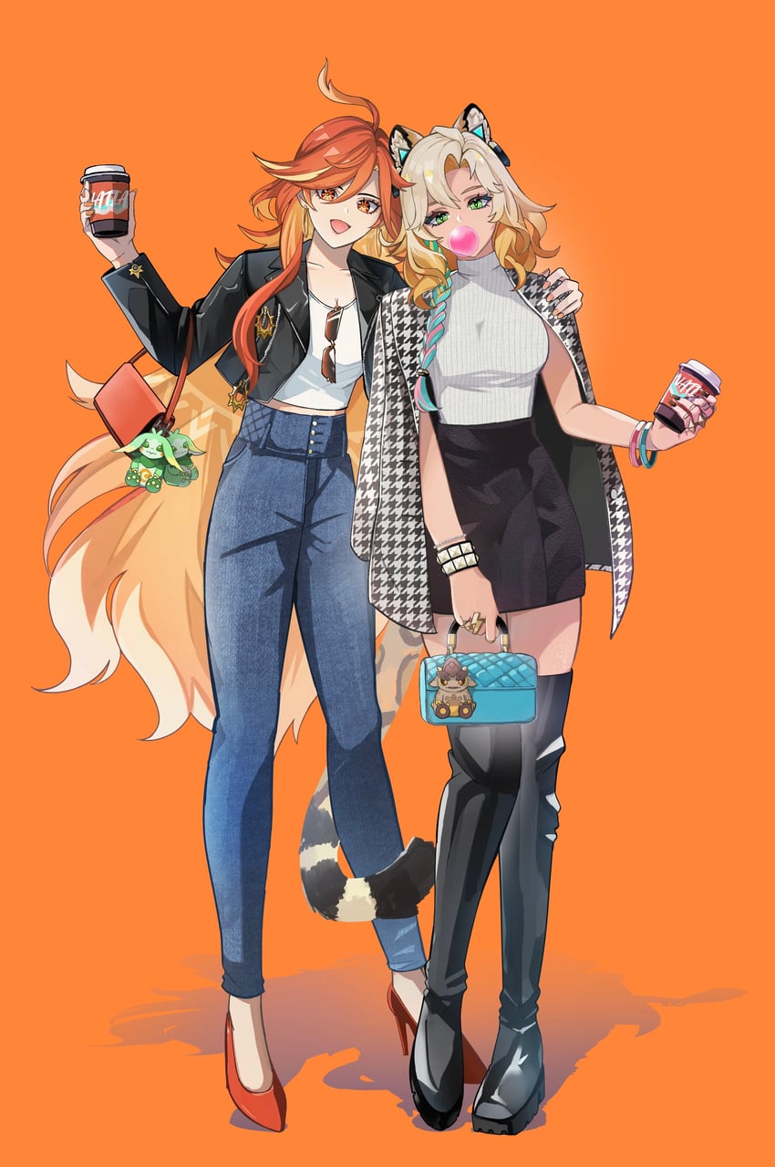 mavuika and xilonen (genshin impact) drawn by shiba_(tonari_no_shiba_inu)