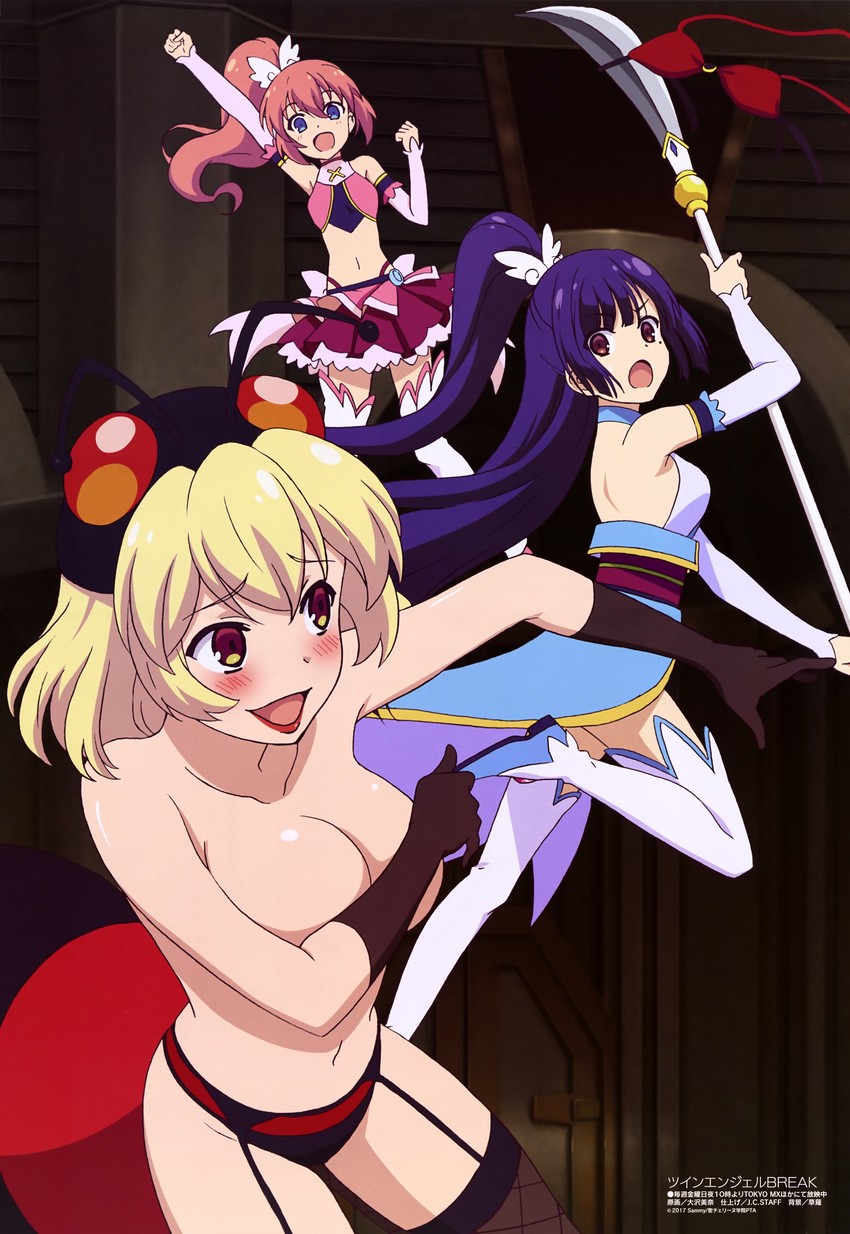 amatsuki meguru, kisaragi sumire, angel rose, angel sapphire, mary, and 1 more (megami magazine and 2 more) drawn by oosawa_mina