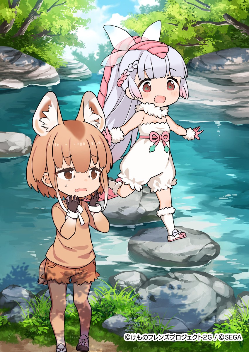 pink fairy armadillo and water deer (kemono friends and 2 more) drawn by macco