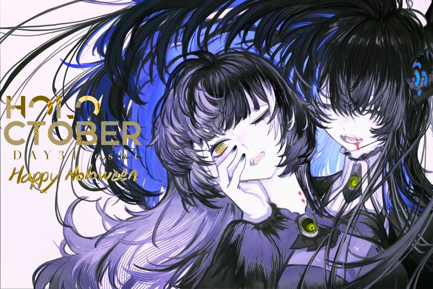 shiori novella and nerissa ravencroft (hololive and 1 more) drawn by pungson_mori
